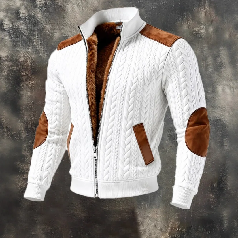 Men's Retro Texture Knitted Jacquard Warm Multi-pocket Outdoor Jacket 2026 Fashion New Spring And Summer