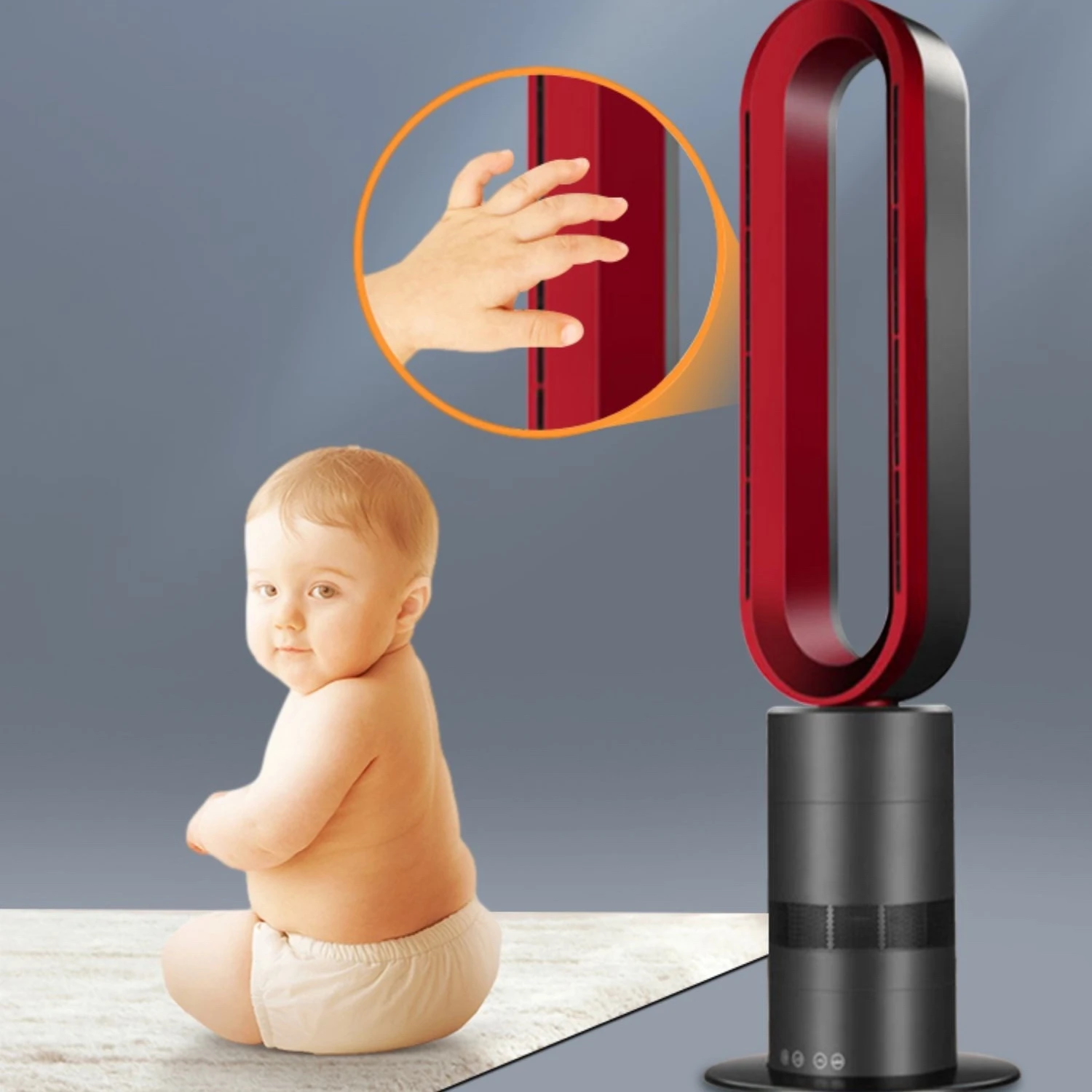 1800 واط سخان غرفة كهربائي بارد وساخن المحمولة الخالية من الشفرة مروحة ومدفأة مكيف الهواء الخالية من الشفرة ومروحة سخان ساخن للاستخدام المنزلي #2