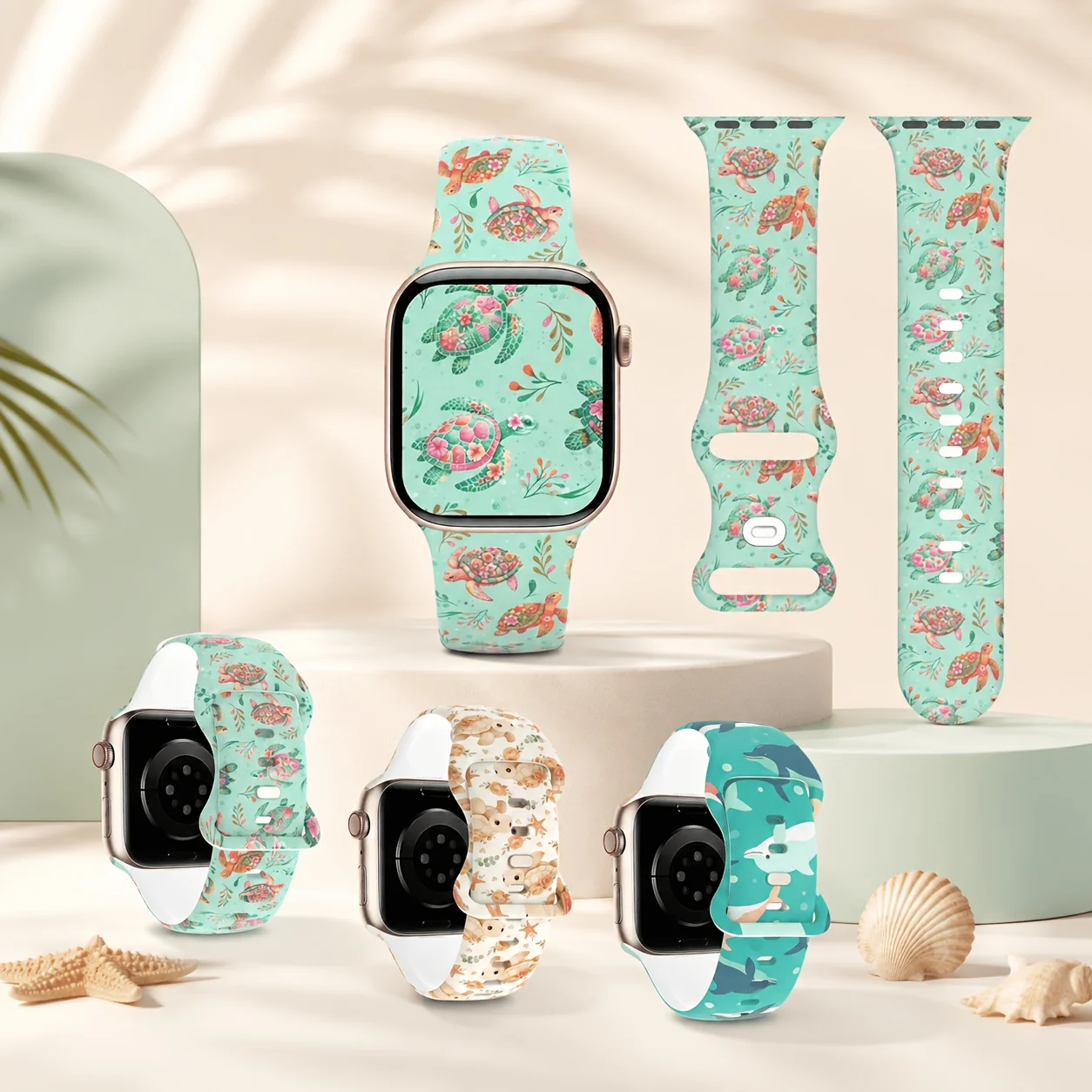 Armband im Ozean-Design für Apple Watch 40/41/42/44/45/46 mm, weiches und bequemes Silikon-Uhrenarmband, iWatch Series 11 10 9 8 7 6 5 4 SE.