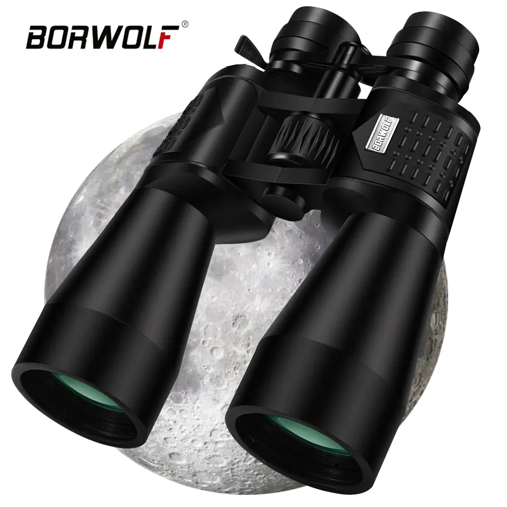 BORWOLF HD 라이트 야간 투시 쌍안경 망원경, Bak4 프리즘, 전문 줌, 사냥 조류 관찰에 강력, 15-450X60