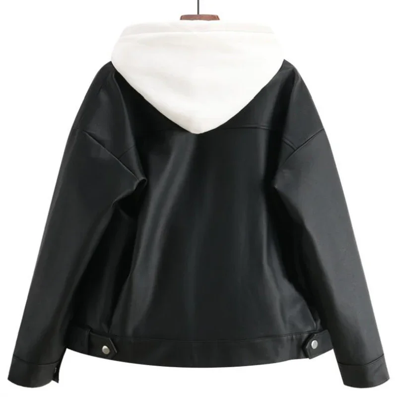 Female Leather Jacket Outwear Coat Black Women Korean Autumn  Winter Jacket Women  Coats Solid Color Fashion