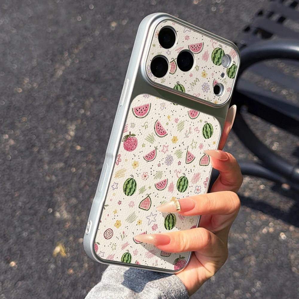 Summer Watermelon Fruit Leather Phone Case For iPhone 18 17 16 15 14 13 12 Pro Max With Lanyard Soft Silicone Shockproof Cover view 6
