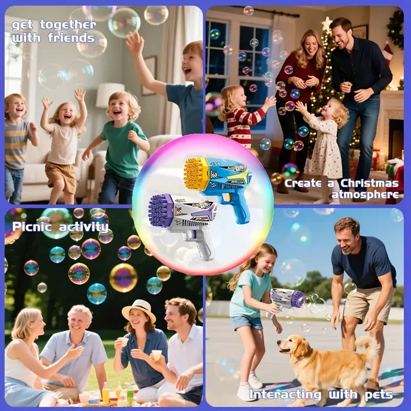 Ensemble de machines à bulles à 60 trous, souffleur de bulles automatique, en matériau ABS sûr et durable, disponible en deux, best-seller d'été