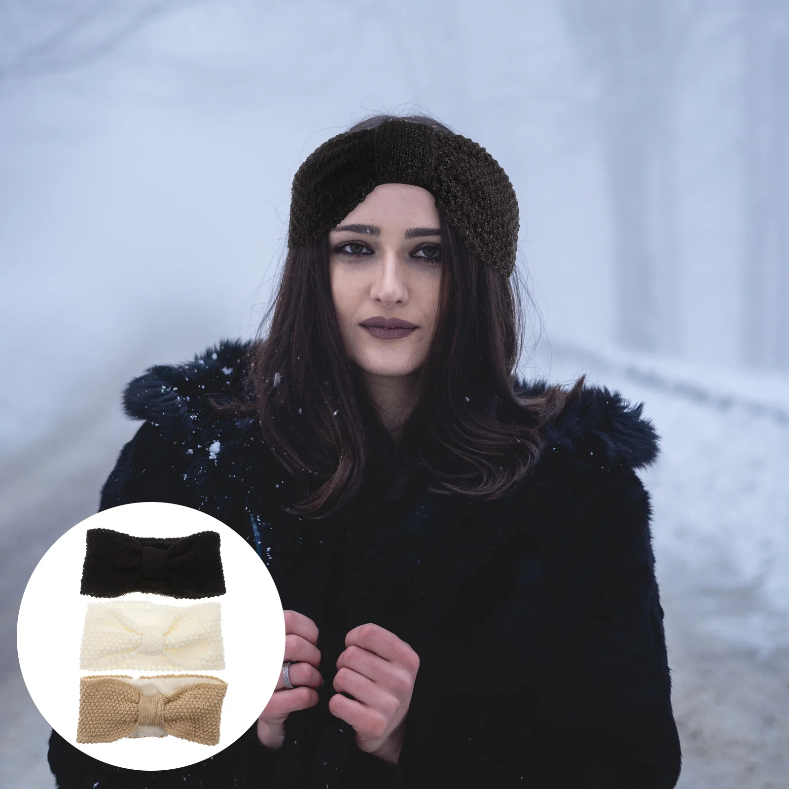 

3Pcs Women Winter Knitted Headband Warm Ear Muffs for Ice Skating Skiing Travel Gifts for Festivals Ear Warmer