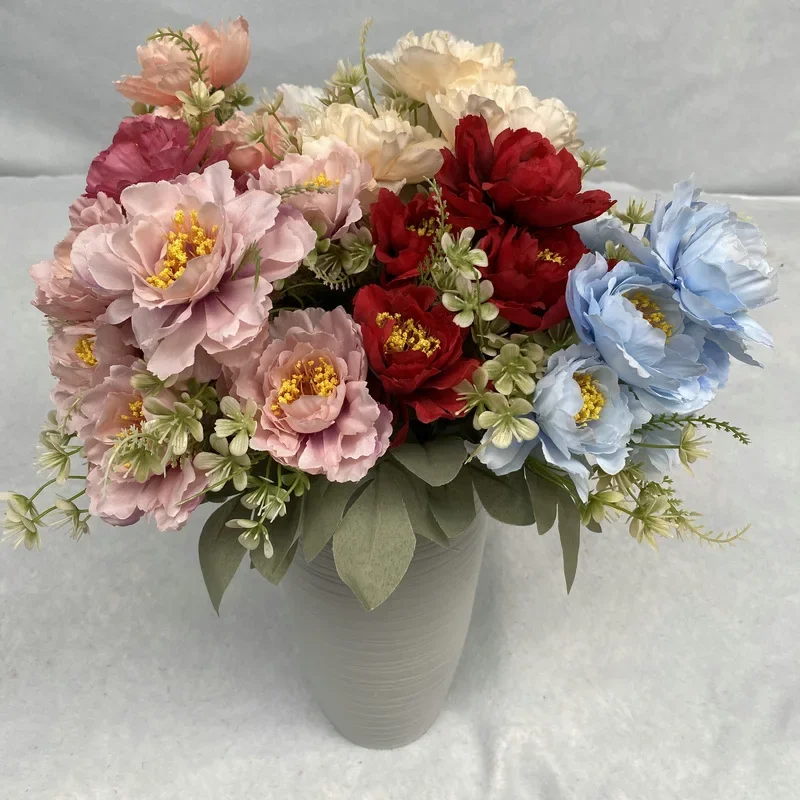 

New 6-Head Wave Peony Flower Wedding Home Hotel Photography Decoration Props Fake Flower Simulation Bouquet