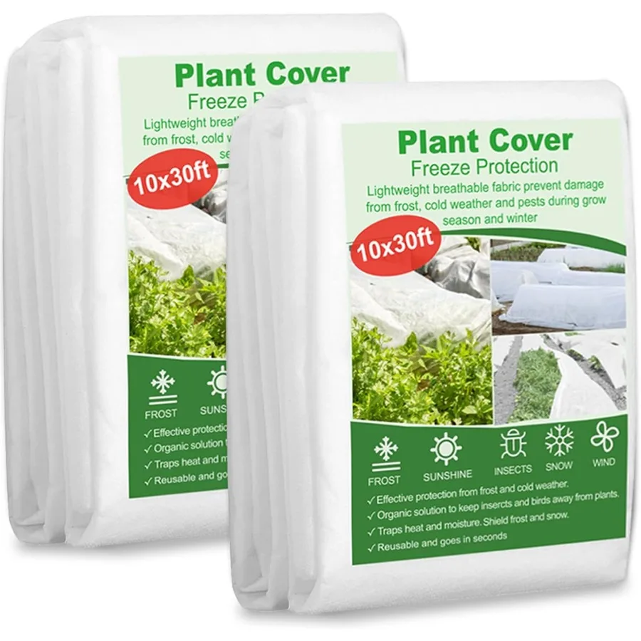2 Packs Plant Covers Freeze Protection 10 x 30 FT 1.2 oz yd Frost Cloth Blankets Large Thicker Garden Floating Row Cover Fabric