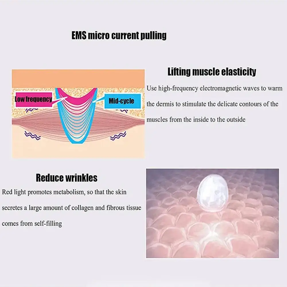 EMS Face Lifting Roller RF Double Chin V Face Shaped Facial Massager Jaw Cheek Thin Slimming Facial Lift Up Belt Skin Care Tool