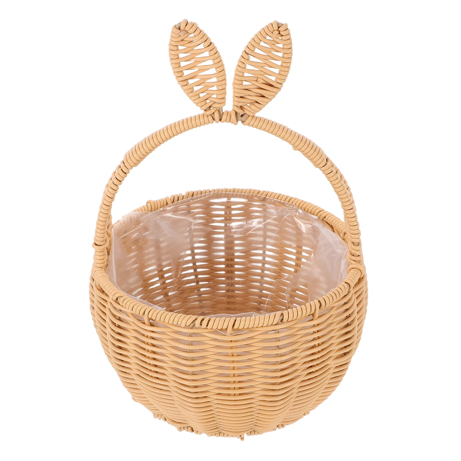 Decorative Woven Rabbit Basket Artificial Rattan Handheld Storage Basket for Flowers Fruits Or Home Office Organization