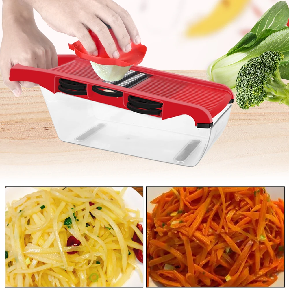 HILIFE, rebanador de 6 hojas, rallador, cortador de frutas multifunción, juegos de herramientas de cocina, utensilio de cocina, rebanador de mandolina vegetal