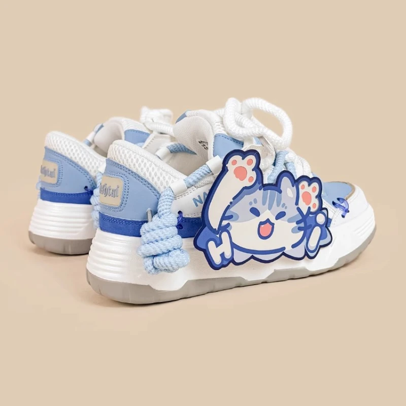 Dophee Original Women Cute Sports Shoes All-match Spring Autumn School Students Bread Shoes Lace-up Casual Thick Bottom Shoes