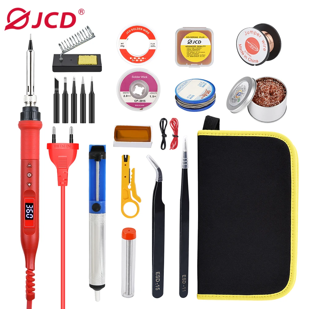 JCD 908U 80W Soldering Iron Kit - Temperature Adjustable 110V/220V LCD Digital Display - Professional Welding & Repair Tool Set - Image 2