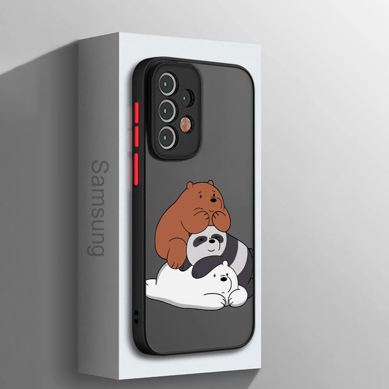 Cartoon bare bears For Samsung Galaxy A15 A05 A54 A34 A24 A73 A53 A23 A52 A71 A51 Frosted Translucent Hard Phone Case Coque Capa