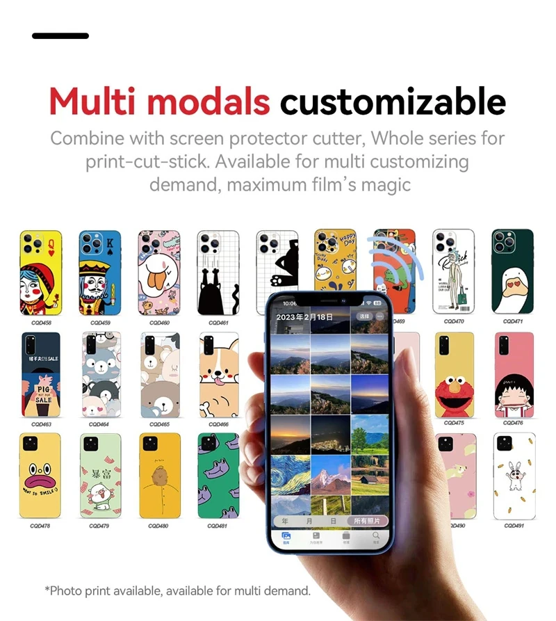 FONLYU Mini Photo Dye Sublimation Printer DIY WiFi Direct Connection Portable Mini Mobile Phone Back Film Printing Sticker Tools