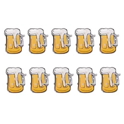 10pcs Beer Mug Flashing LED Light Up Badge Brooch Party KTV Bar Favors Decor Prop Jewelry Pins Accessories Halloween Christmas