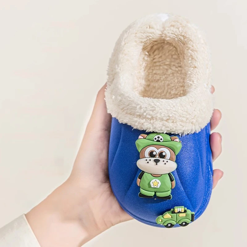 

Indoor Winter Waterproof Cotton Slippers for Boys and Girls Home Anti Slip and Warm Children's Cartoon Velvet Cotton Slippers
