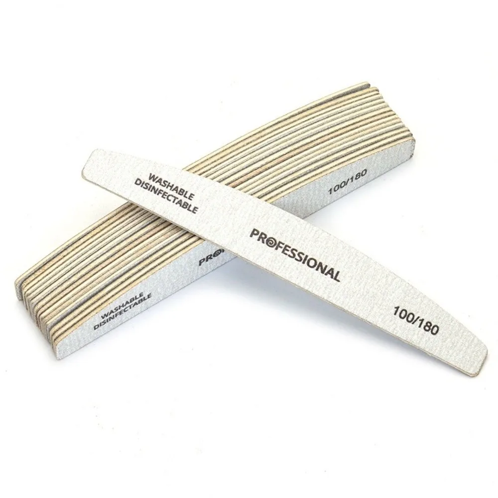 10 قطعة شكل قارب رمادي ملفات الأظافر الخشبية كتلة الصنفرة على الوجهين تصميم مانيكير عازلة باديكير المخازن المؤقتة لفني الأظافر