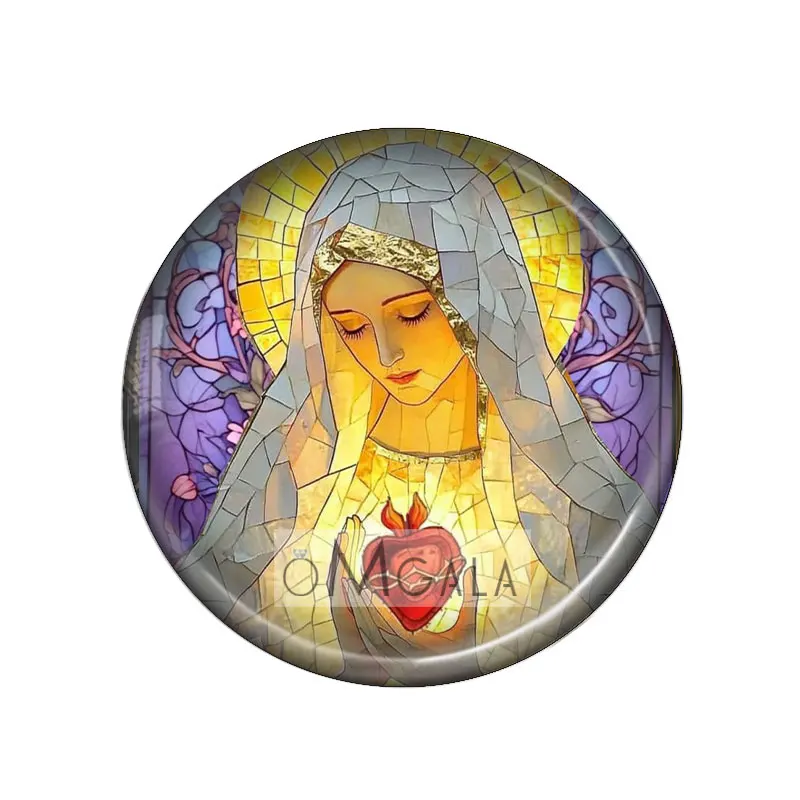 Holy Mother 12mm/18mm/20mm/25mm Round photo demo glass cabochon flat back Making findings