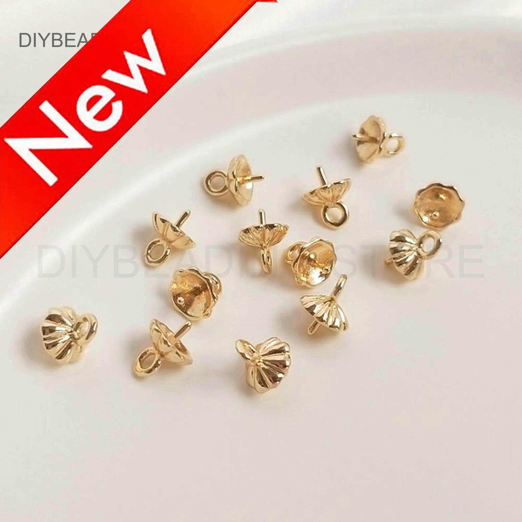 Bail Clasp for Pendant Making Supplies 14K Gold Plated Brass Cup and Peg/Plain Cup Peg Drops/Bail Pin for Half-drilled Beads