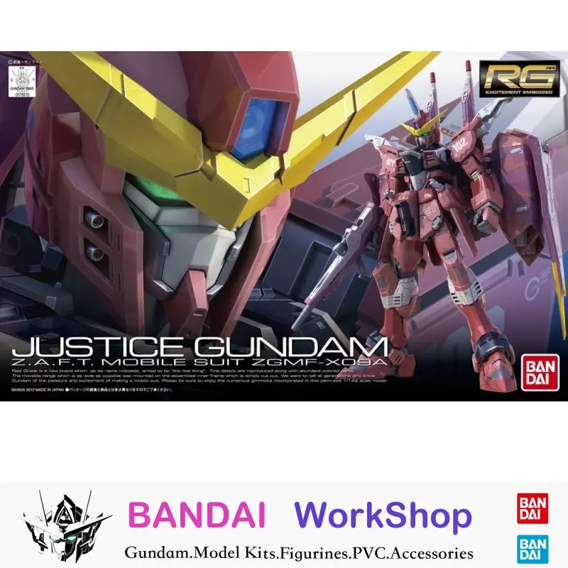 

Bandai Original Gundam 1/144 RG 09 ZGMF-X09A Justice Gundam Action Figure Assembly Model Kit Collectible Gifts