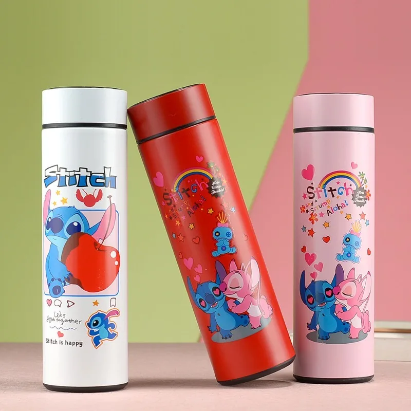 Disney Stitch High-Tech Slimme Thermos Cup Schattige Student Paar Cartoon Steek Temperatuur Display Kinderen Water Cup