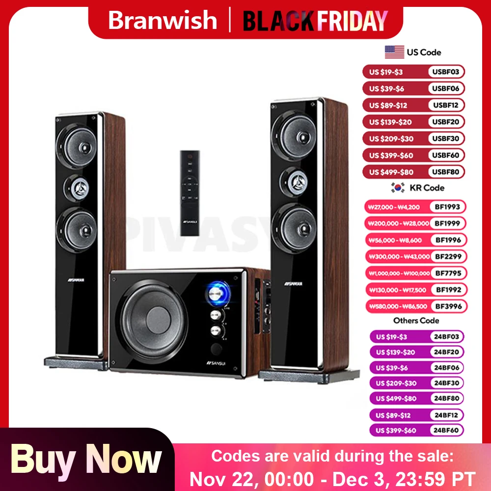 High Power 6.5 Inch Bluetooth Speaker Three-Way Stereo Sound Subwoofer Speaker 2.1 Home Theater System Audio Set 30W Sound Box