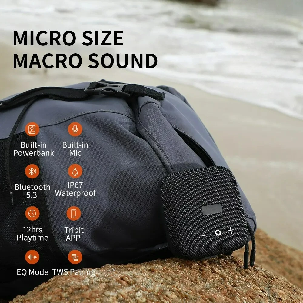 

Professional Portable Bluetooth Speaker 90dB Loud Sound Deep Bass IP67 Waterproof Camp Small Speaker Built-in Strap