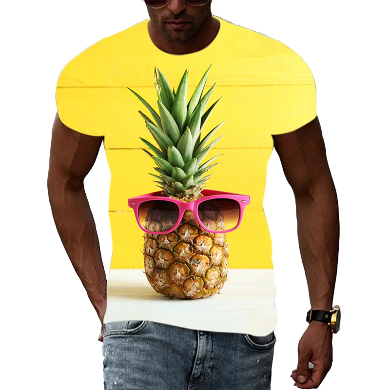 Fun Fruit Fresh Summer Fashion Original 3D Harajuku Printing Personality Men And Women Hip-Hop Short-Sleeved Round Neck T-shirt