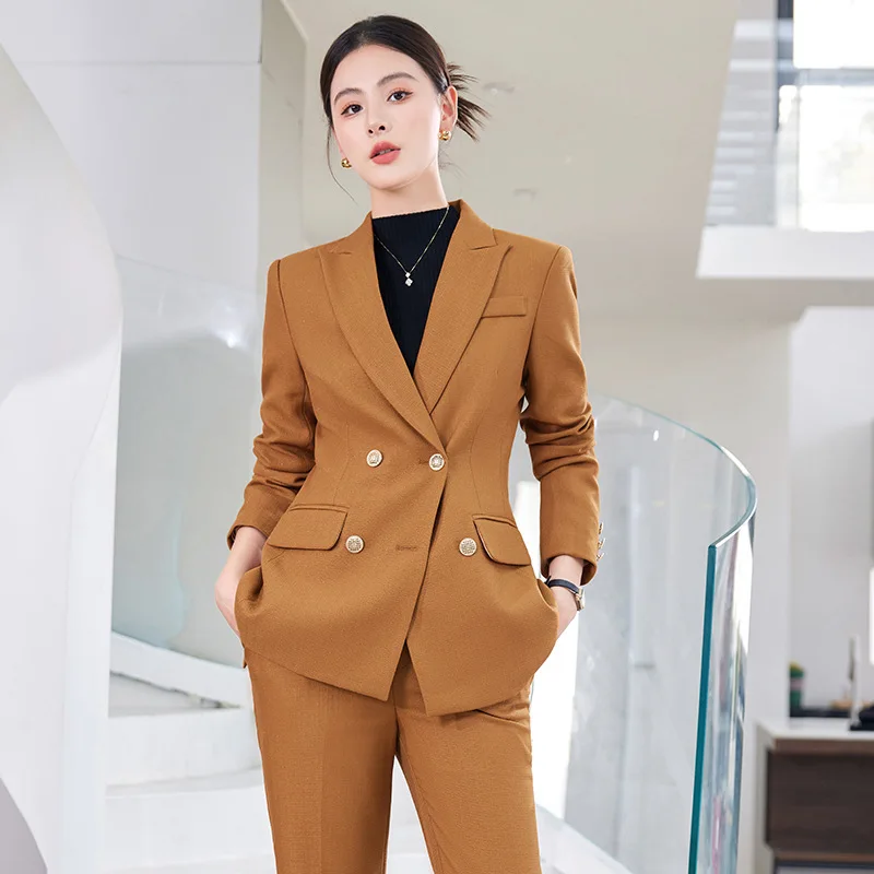 Conjunto de pantalones de estilo uniforme Formal para mujer, ropa de trabajo de negocios, Blazers, trajes profesionales de salón de belleza, Otoño e Invierno