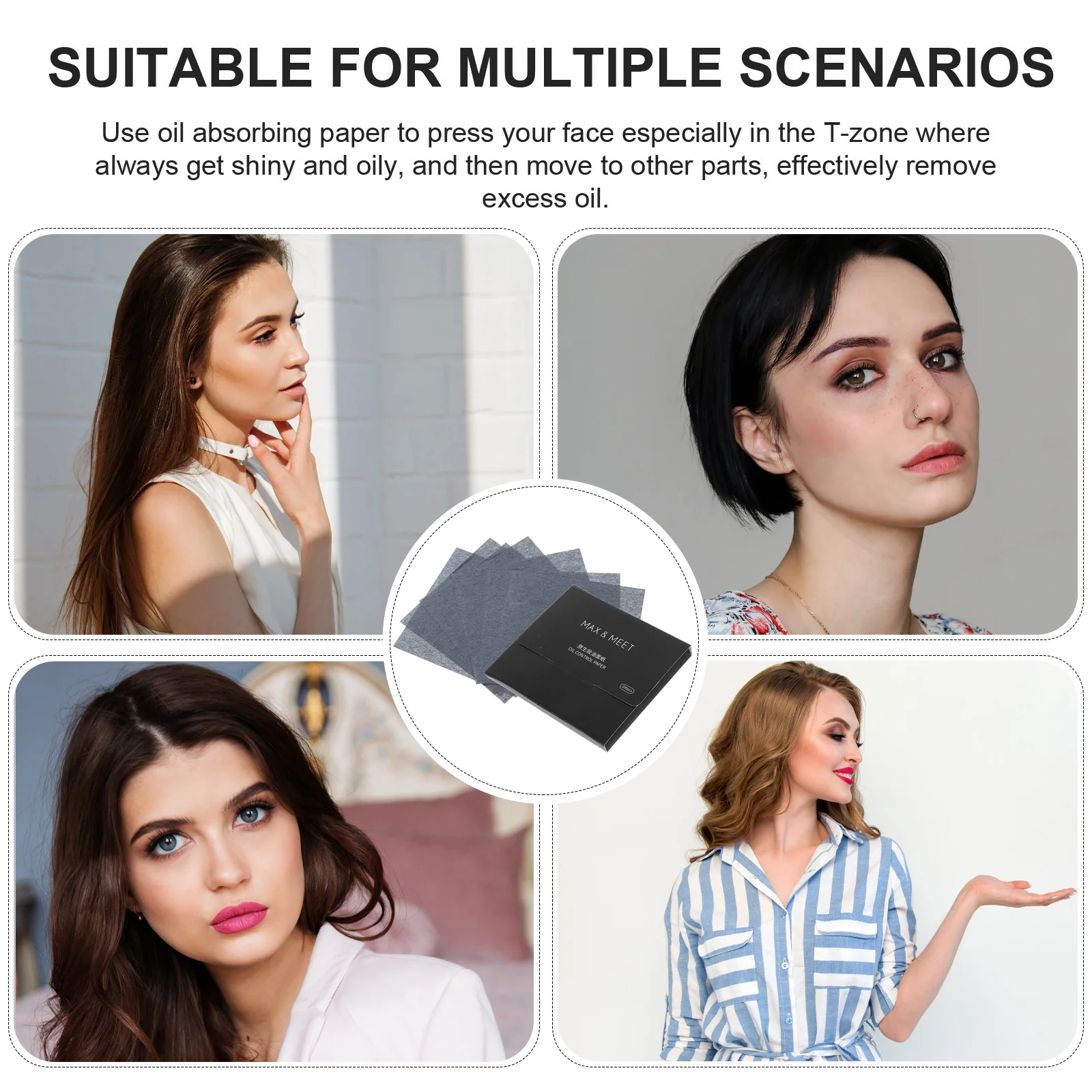 

200Pcs Makeup Oil-Absorbing Papers Facial Blotting Sheets Oil Control Films for Shiny Skin Portable Compact Design for Purse