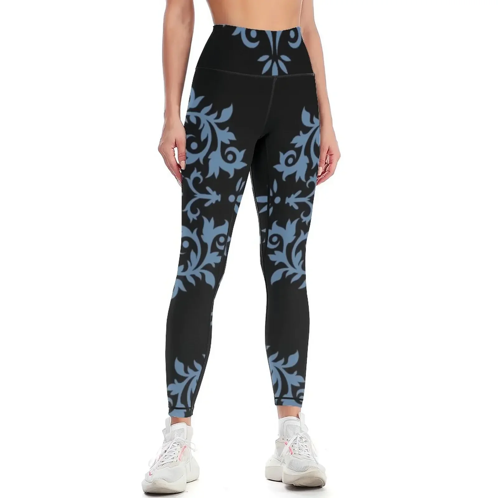 

Blue and Black Simple Damask Scroll Pattern Pairs Diamond Vogel 2022 Color of the Year Zenith 0647 - Colour Trends - Sh Leggings