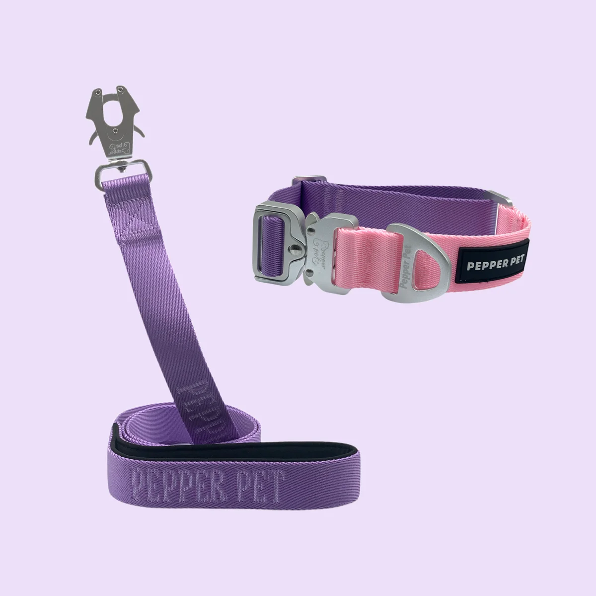 

Two-tone Design Luxury Aerospace-grade Aluminum Swivel Frog Buckle Leash Tactical Dog Collar and Leash Set