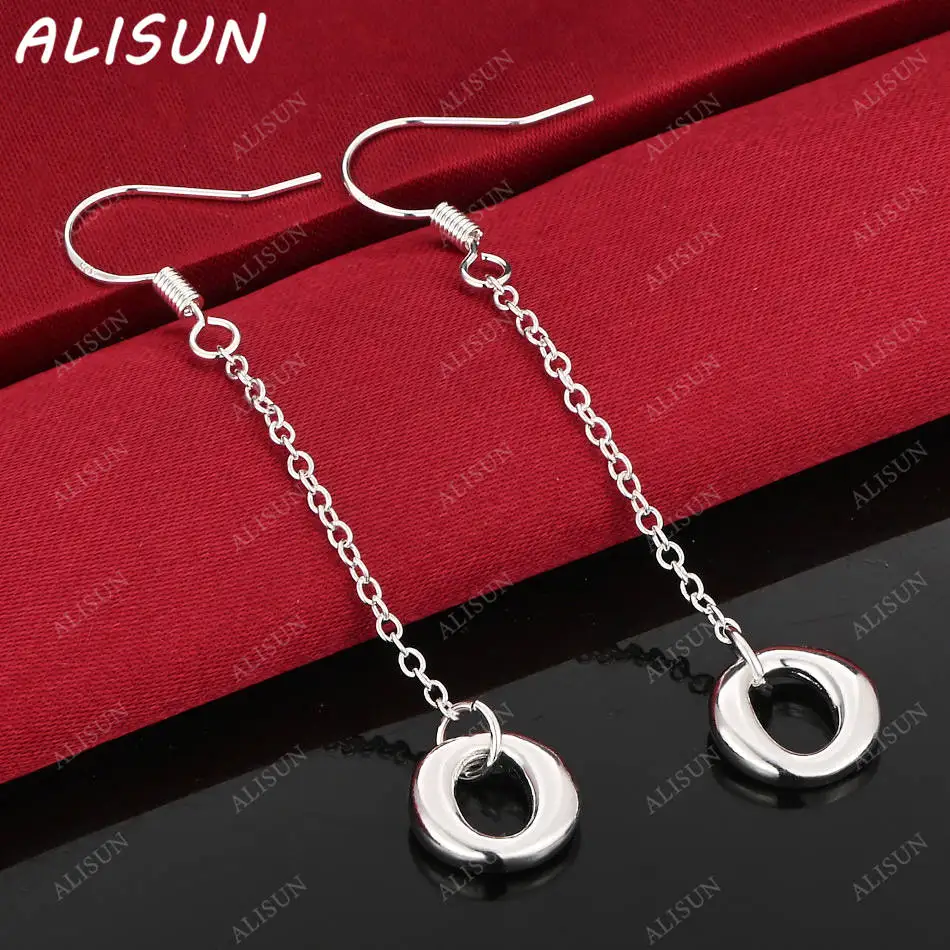 

ALISUN 925 Sterling Silver Round Earrings Drop Earrings Fashion Jewelry Charm Grace Noble Wedding Accessories