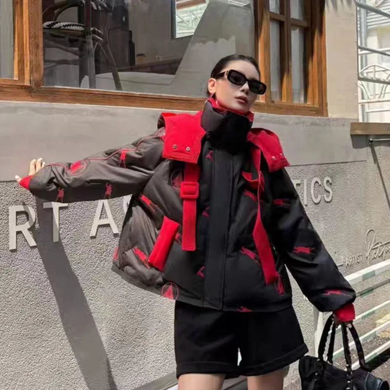 

Winter New Arrival Hip-Hop White Duck Down Parka Women's Hooded Thickened Warm Puffer Jacket Bread Coat Jacket Oversize Outwear