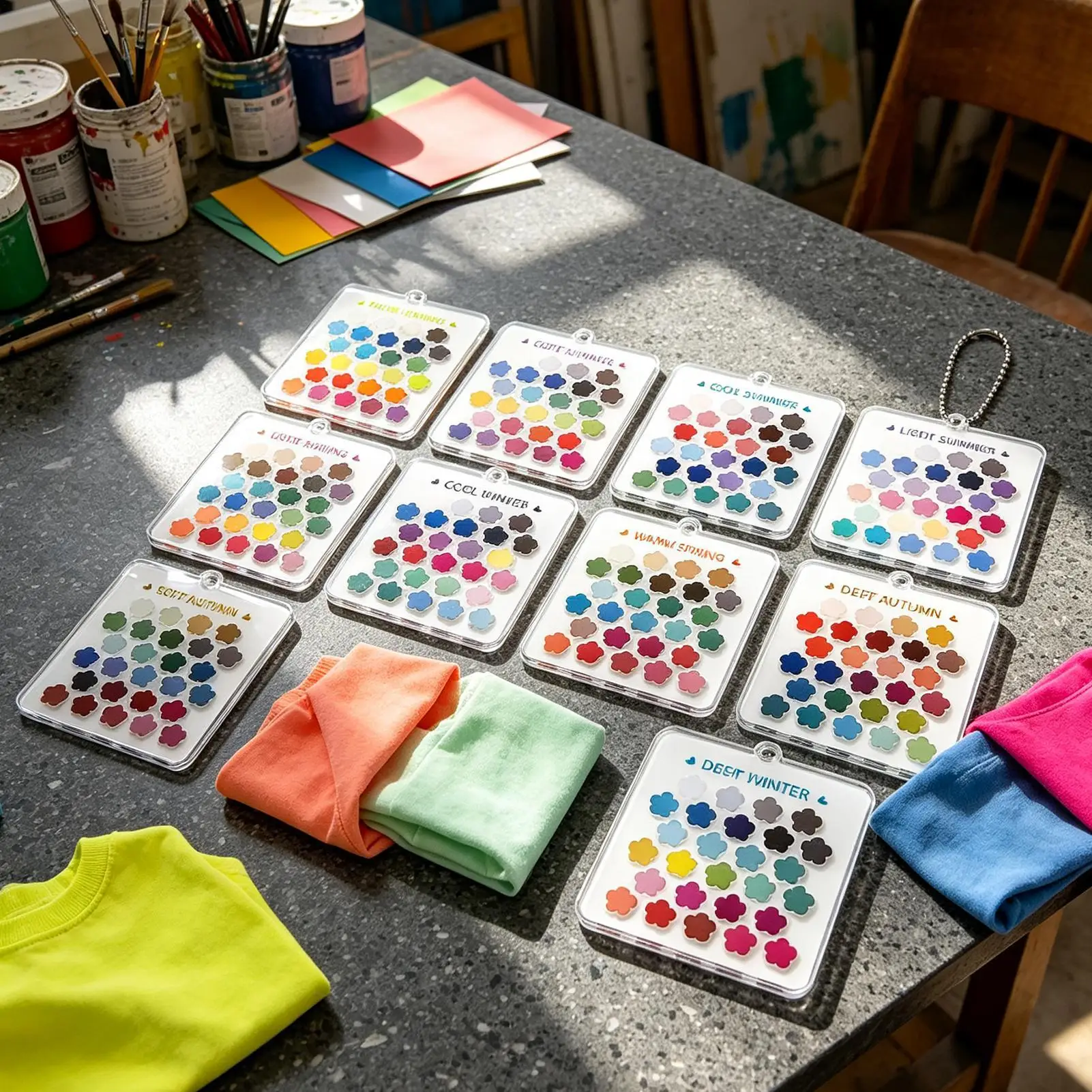 Color Analysis Kit Acrylic Styling Matching Template Keychain Soft Summer Color Palette Card For Autumn Winter Seasons Fashion