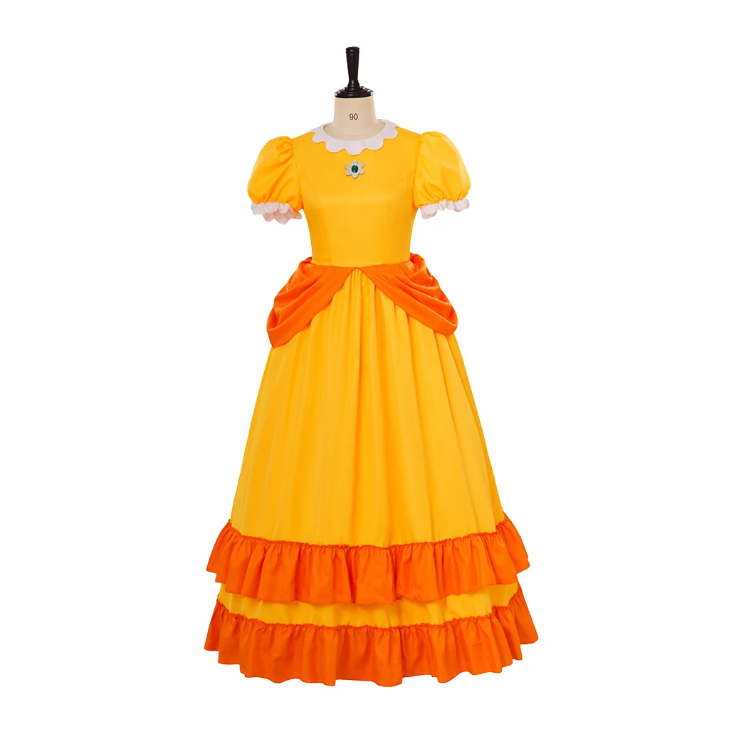 Super Daisy Cosplay Kostüm Damen Japanisches Spiel Prinzessinnenkleid Halloween Karneval Bühnen-Maskerade Party Faschingskostüm