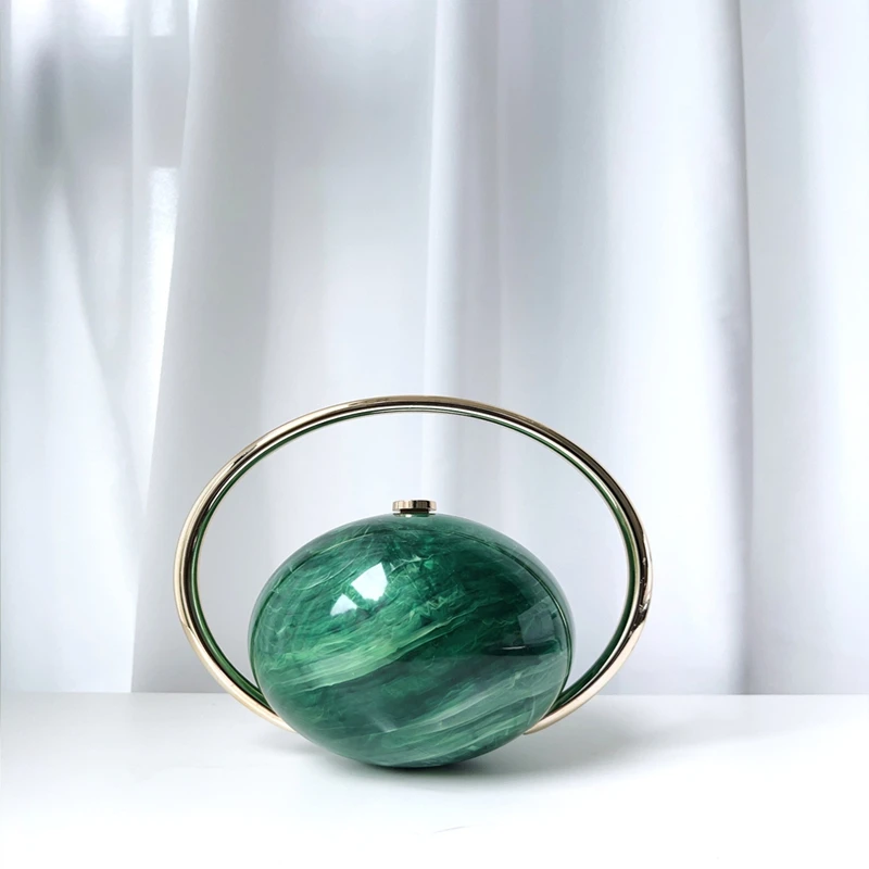 

Fashion Bride Pearl White Round Metal Gold Women Luxury Evening Banquet Clutch Bag Wedding Purse Party Day Handbag