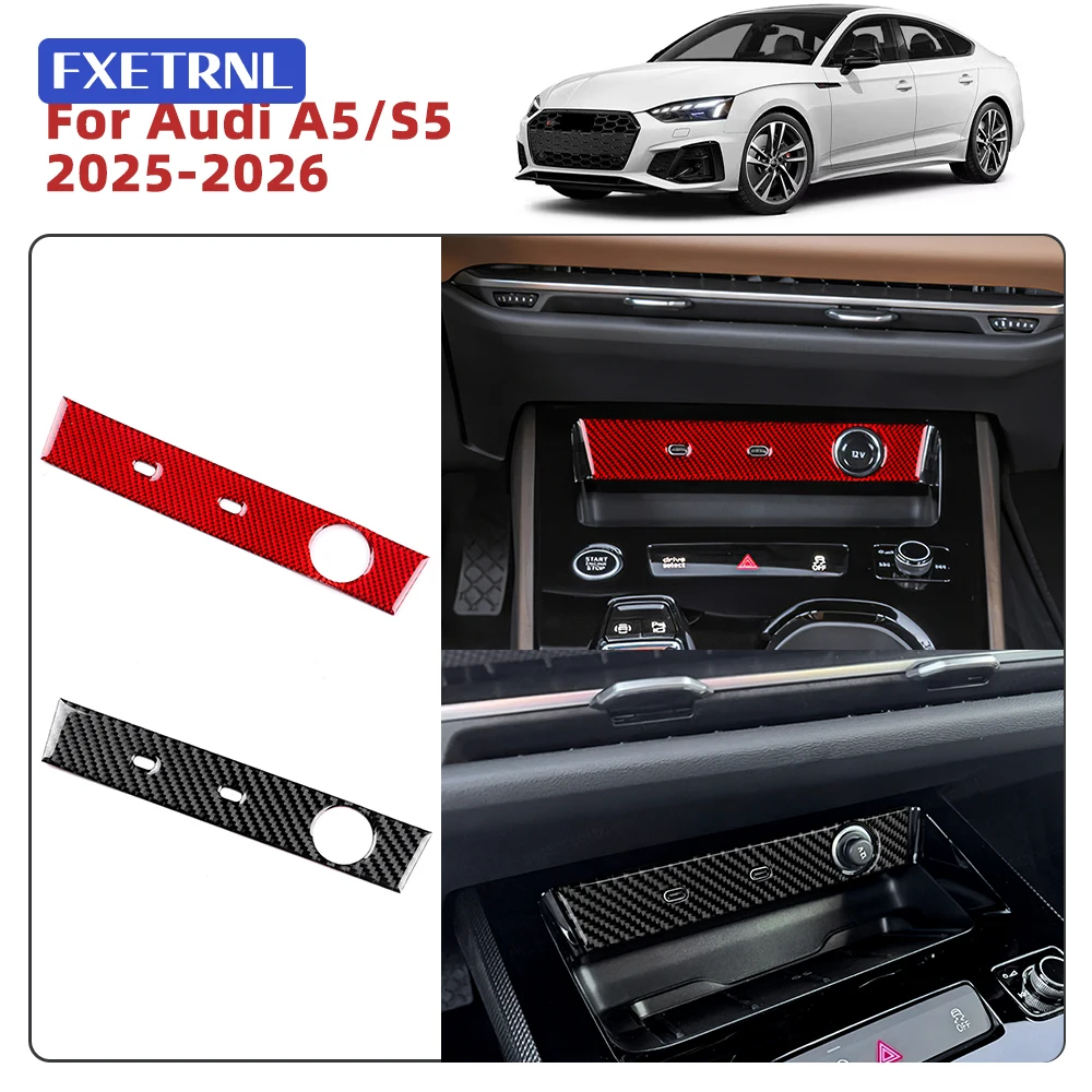 

Настоящая мягкая наклейка из углеродного волокна для Audi A5 S5 B10 A6 e-tron 2025 2026 LHD RHD Автомобильная USB-рамка Панель Декор Интерьерные аксессуары