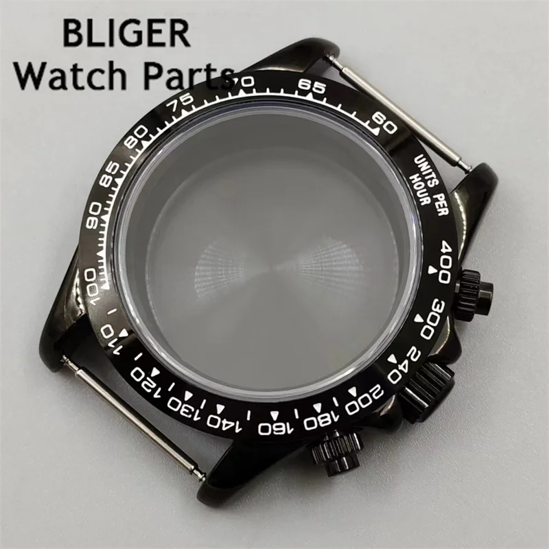 BLIGER 39mm VK63 Case Stainless Steel Men\'s Watches Parts for Daytona VK63 Movement Watch Accessories 20mm Strap Bracelet