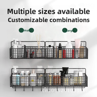 Punch-Free Wall-Hanging Bathroom Shelf Black Large Iron Toilet Storage Rack Modern Minimalist Style Bath Washstand Organizer