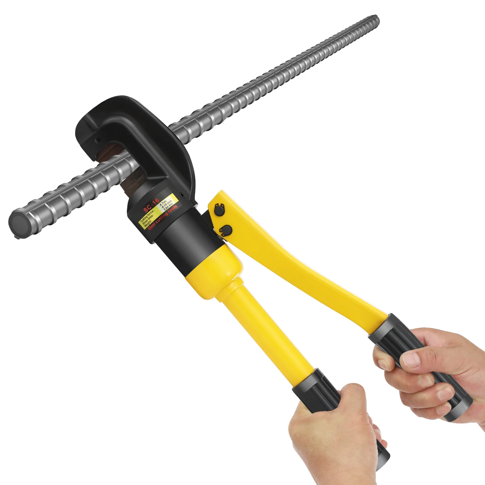 Cortadora Hidráulica de Varillas de Acero de 8 Toneladas SC-16, Rango de Corte de 0.16-0.63 Pulgadas, Cuchilla de Cromo 12, Caja de Herramientas Portátil para Construcción