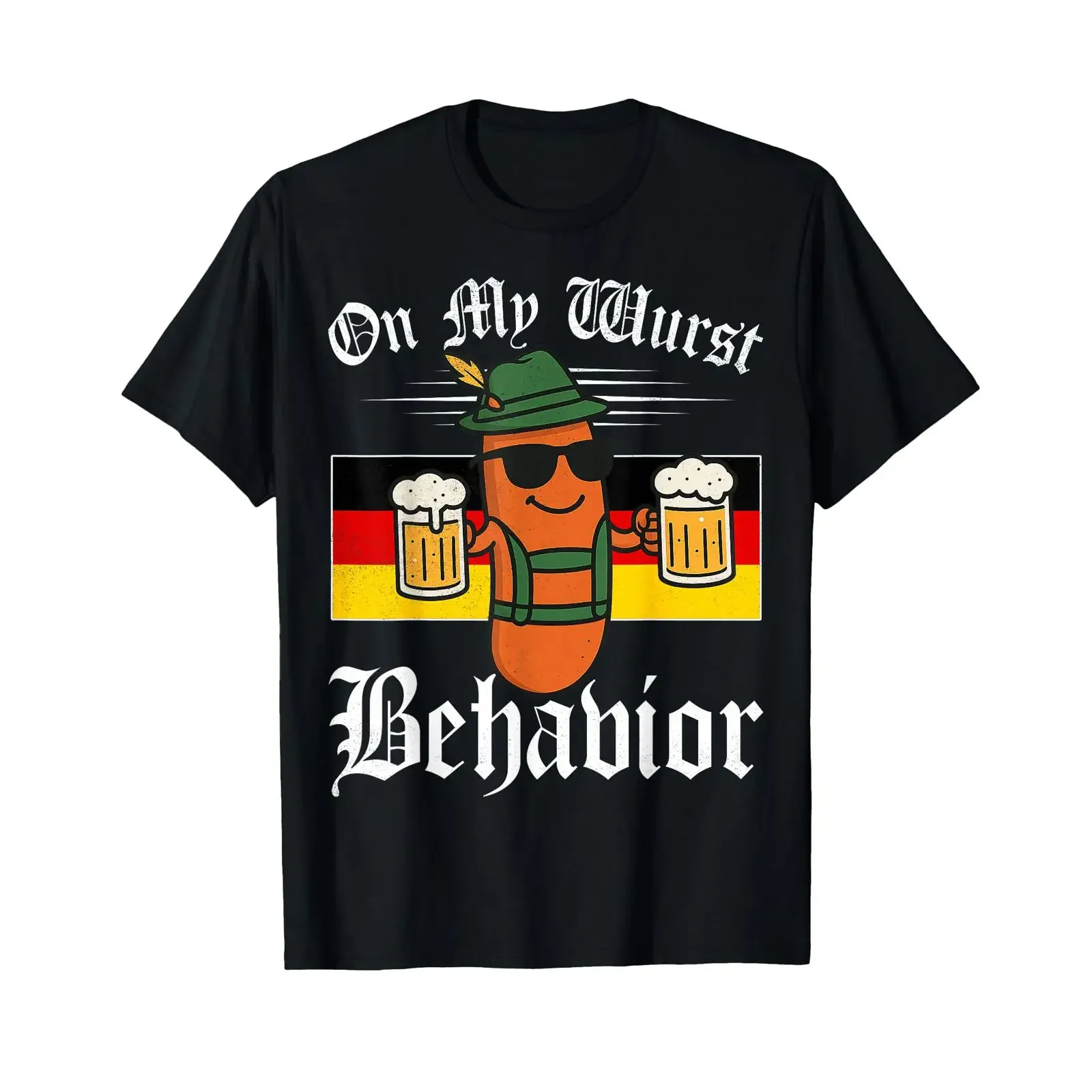 Oktoberfest On My Wurst Behavior Funny German T Shirt vintage Washed Breathable Slightly fashion Casual Top For Everyday Wear