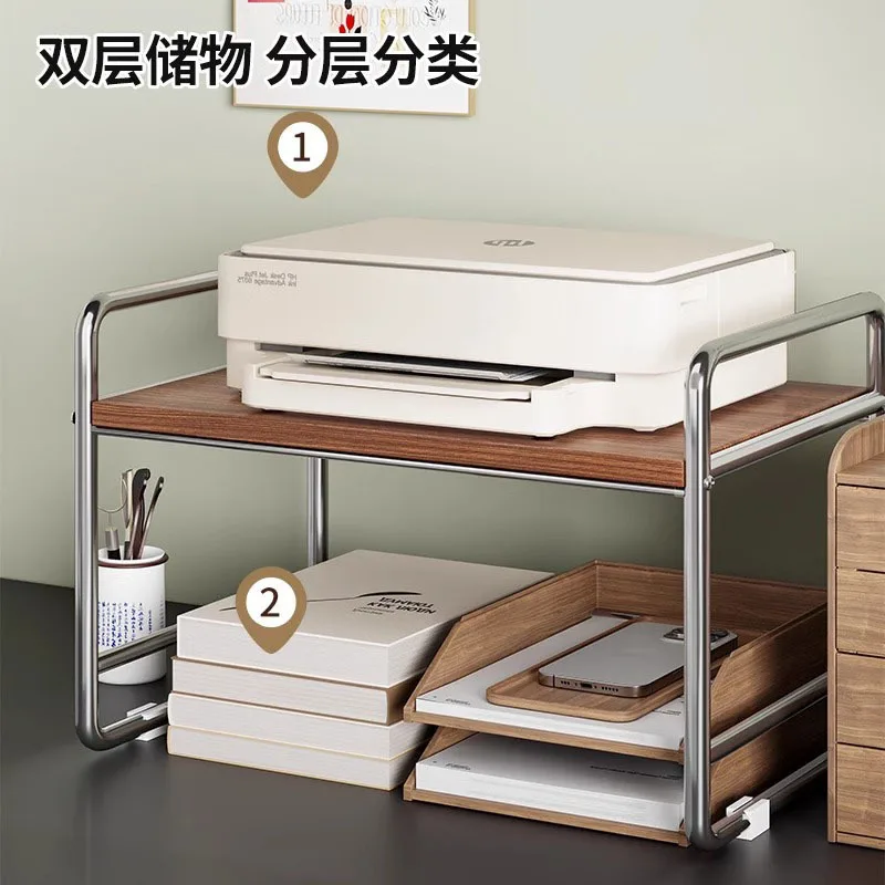 Desktop Storage Printer Stand, Double-Layer Vintage Organizer for Office or Home, Multi-Functional Copy Machine Rack