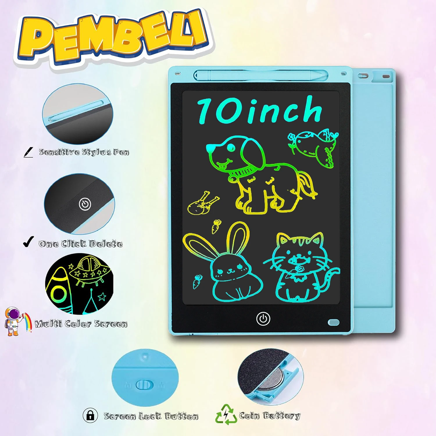 10-дюймовая цветная ЖК-доска для письма с ручкой, доска для граффити, планшет для рисования, стираемая, многоразовая детская электронная доска для рисования, игрушки