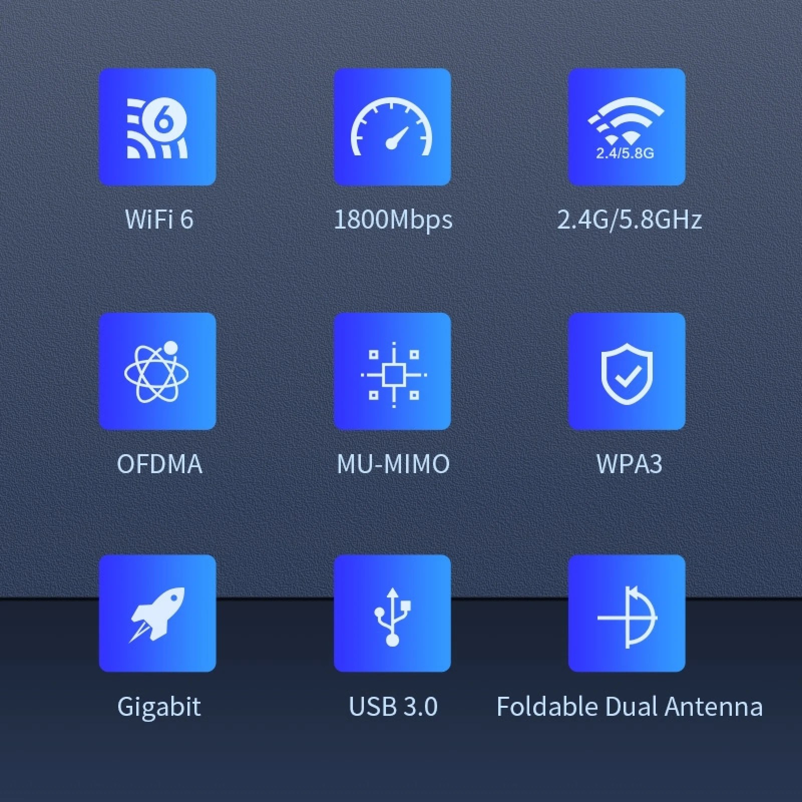 COMFAST CF-953AX 1800Mbps USB 3.0 WiFi6 Wireless Network Card with Antenna