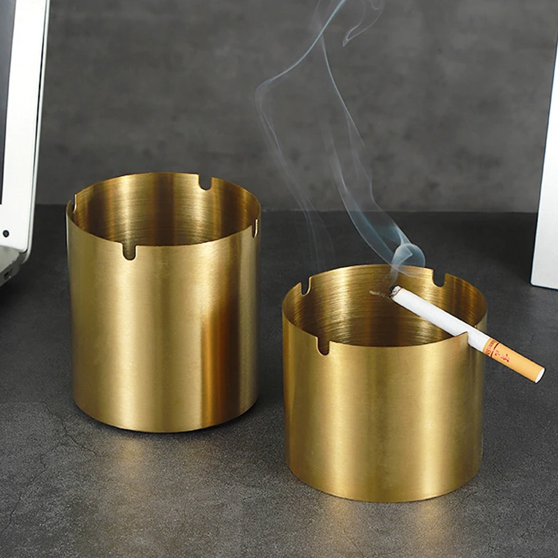 Thickened Stainless Steel Ashtray Personalized Laser Engraving Logo Anti Drop Wear-resistant Cigar Ashtray Portable Ashtray