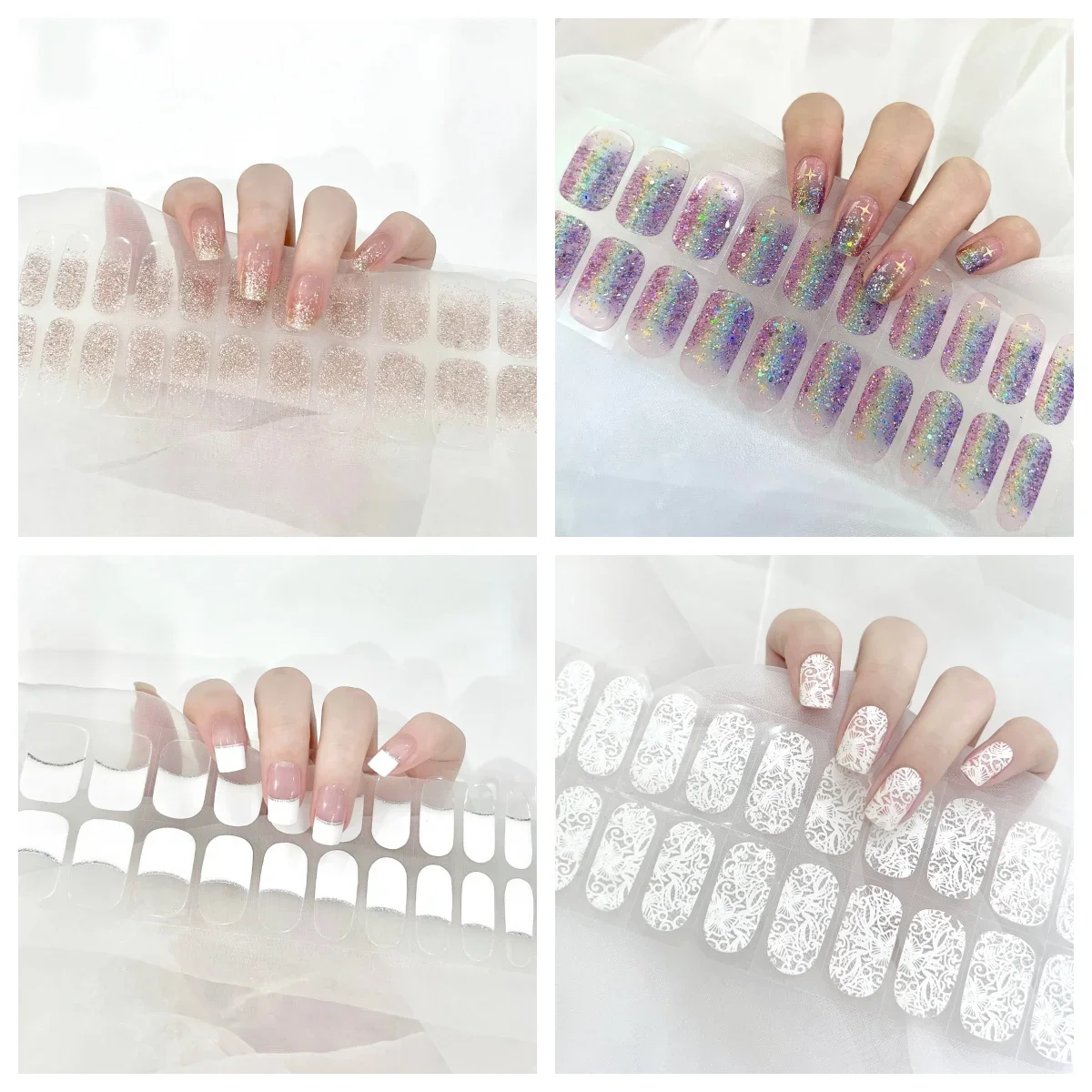 Autocollants pour ongles en gel semi-durci, ligne nude noire, curseur adhésif, longue durée, couverture complète, autocollants pour ongles en gel, lampe UV nécessaire, fournitures pour ongles