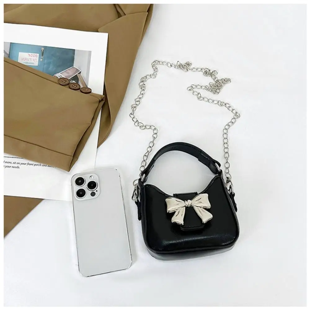 Fashion Women Bowknot Mini Crossbody Bag PU Leather Shoulder Bag Chain Strap Bag Small Handbag Shopping Dating Bag