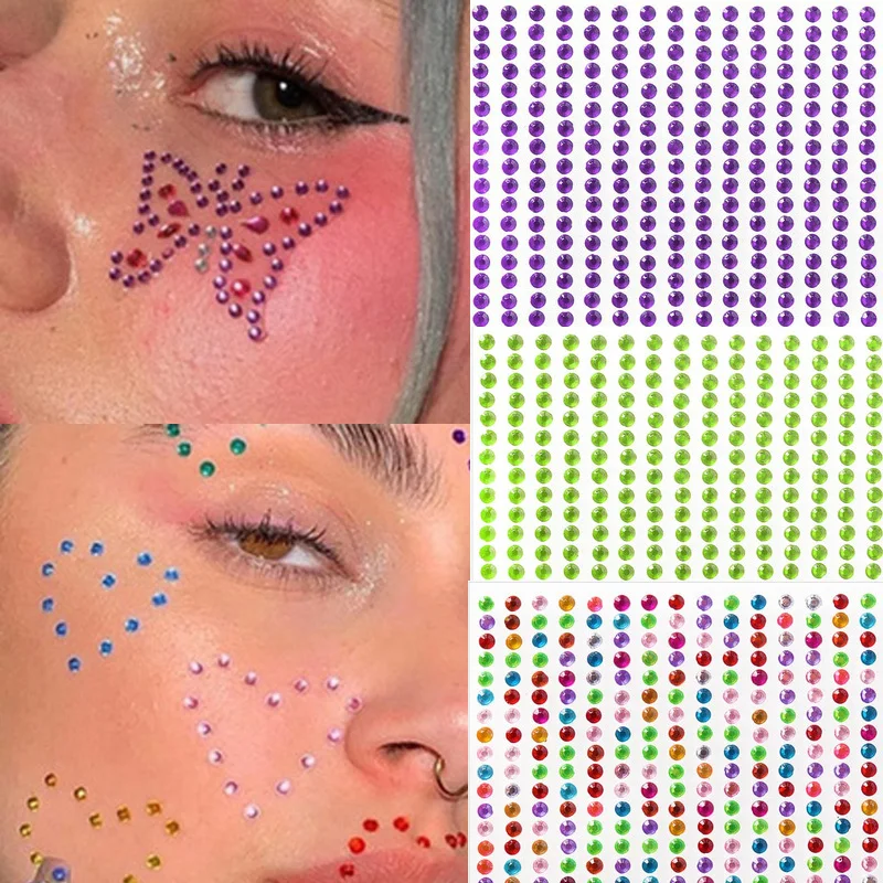 Acrylic Face Stickers Crystal Party Festival Eyeshadow Body Makeup Self Adhesive Rhinestone Diamond Handmade DIY Phone Stickers