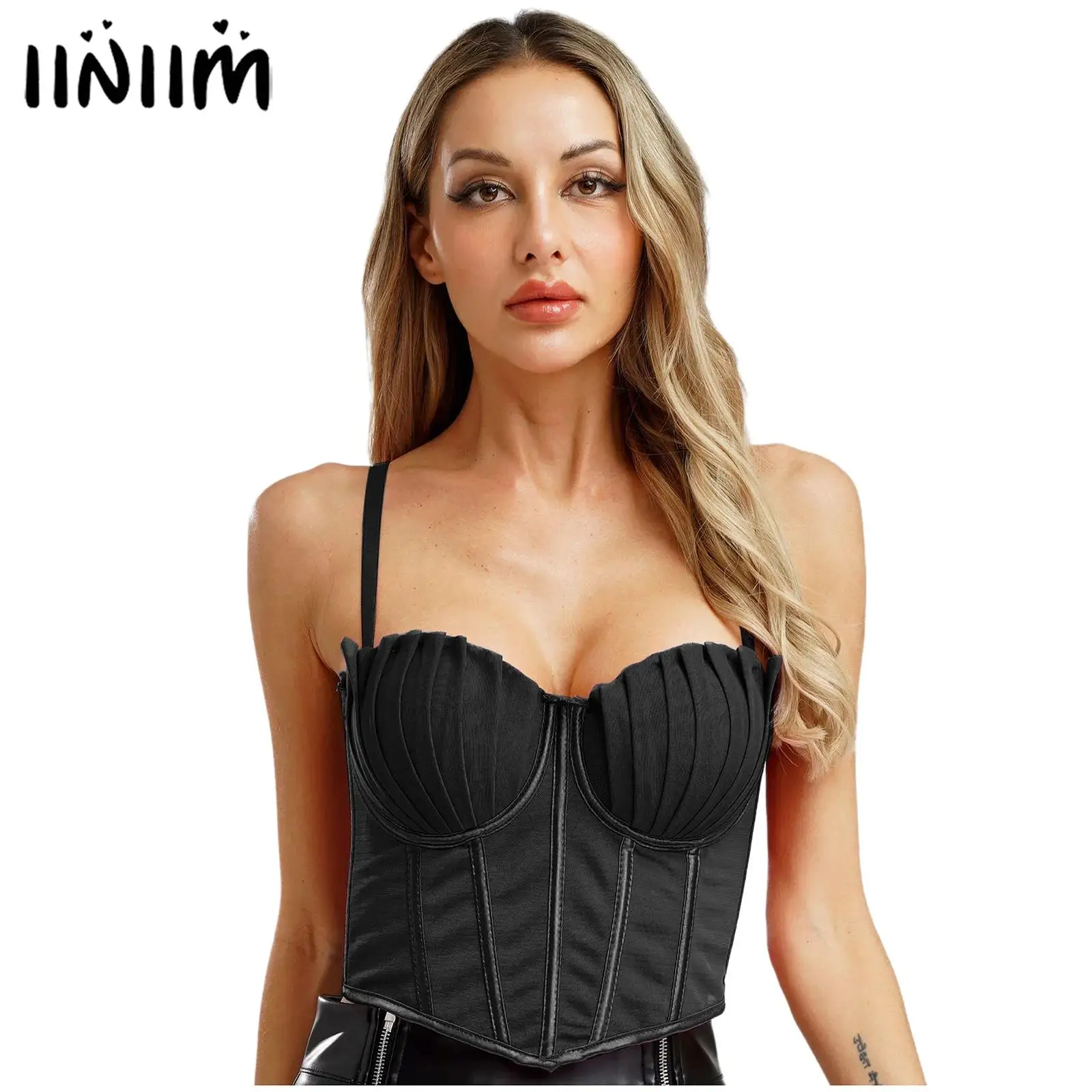 

Womens Vintage Sweet Camis Tank Top Underwired Bralette Bustier Party Tank Corset Tops Shapewear Ruffled Corset Steampunk Cami