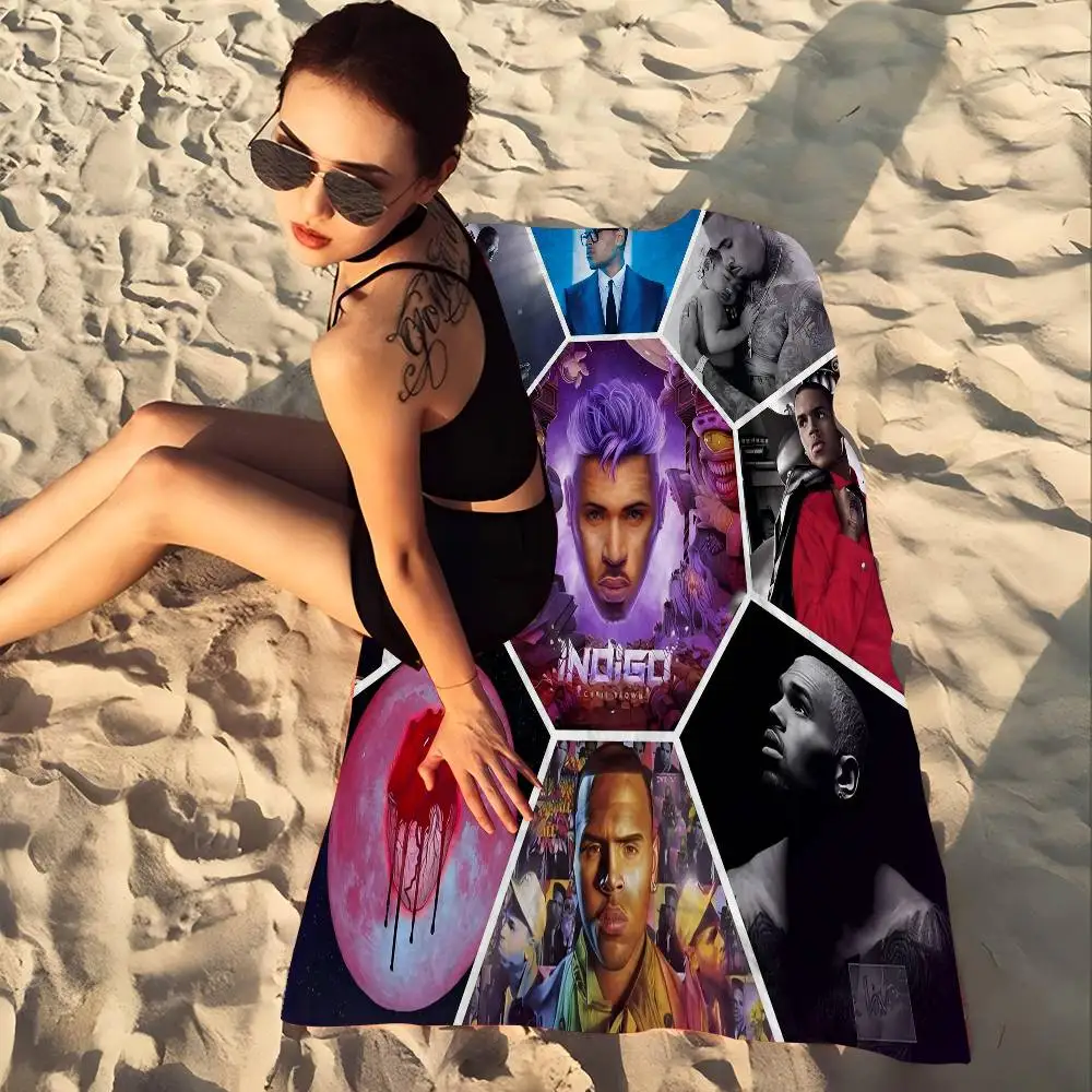 Hot New Chris Brown Rapper Beach Towel For Kids Personalized Bath Towel Pool Towel Vacation Gift Picnic Towel Party Gift